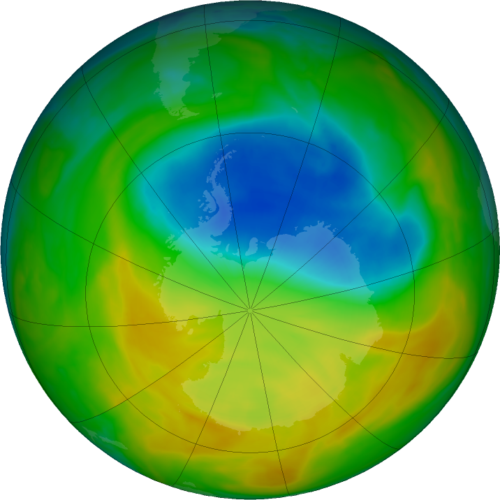 Antarctic ozone map for 05 November 2019